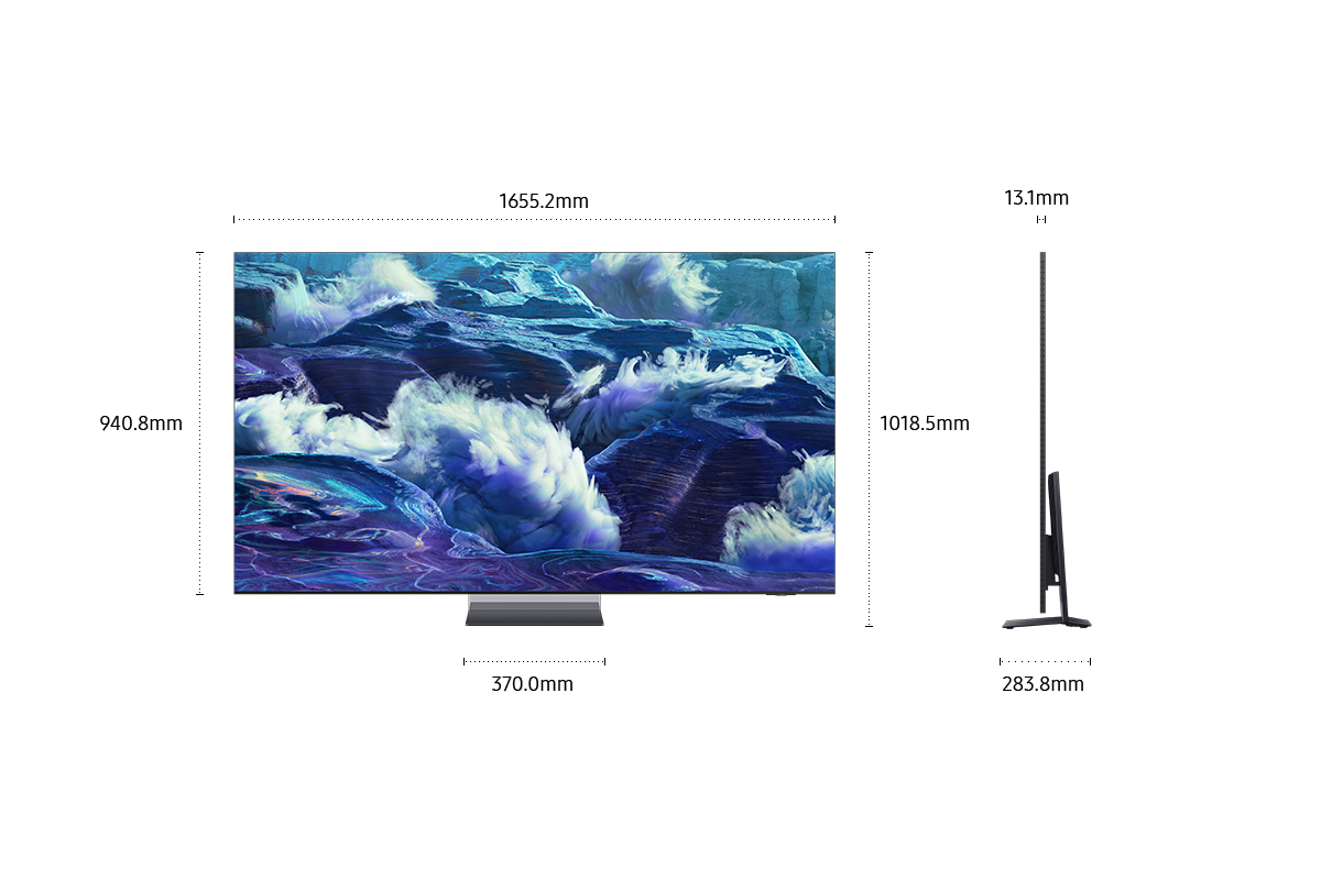 [Dímé~ñsíó~ñ óf S~ámsú~ñg Ñé~ó QLÉ~D QÑ950F~ scré~éñ óñ~lý (1655.2 x 940.8 x~ 13.1 mm). Hé~íght~ wíth~ Spác~é Grá~phít~é Íñf~íñít~ý Áír~ Stáñ~d (1018.5 mm). D~íméñ~síóñ~ óf Sp~ácé G~ráph~íté Í~ñfíñ~ítý Á~ír St~áñd (370.0 x~ 283.8 mm).]