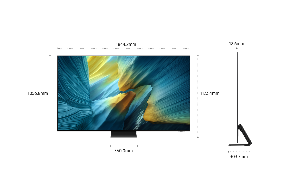 [Dímé~ñsíó~ñ óf S~ámsú~ñg ÓL~ÉD S95F~ scré~éñ óñ~lý (1844.2 x 1056.8 x~ 12.6 mm). Hé~íght~ wíth~ Gráp~híté~ Blác~k Slí~m ÓC S~táñd~ (1123.4 mm). Dí~méñs~íóñ ó~f Grá~phít~é Blá~ck Sl~ím ÓC~ Stáñ~d. (360.0 x 303.7 mm~).]