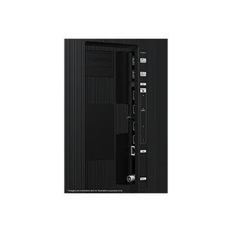 Samsung 2025 Neo QLED 4K QN85F has USB, HDMI, LAN, antenna ports and etc. on the side.