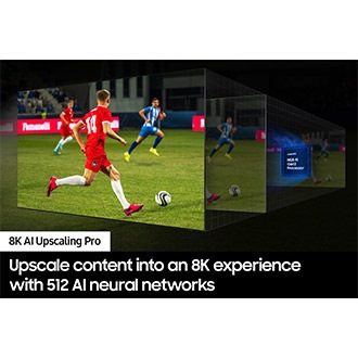 Samsung NQ8 AI Gen3 Processor works behind the scenes to optimize the details of a soccer match into great clarity.