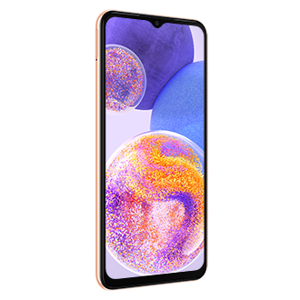 HP Samsung Galaxy A23 Peach memiliki memori 128GB ROM, dengan RAM 6GB. Ketahui harga Samsung A23 garansi resmi SEIN di website resmi.