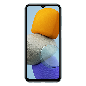 Spek layar HP Samsung M23 harga resmi Indonesia hadir dengan resolusi 1080 x 2408 pixel. Beli Samsung Galaxy M23 Light Blue garansi resmi SEIN di sini.