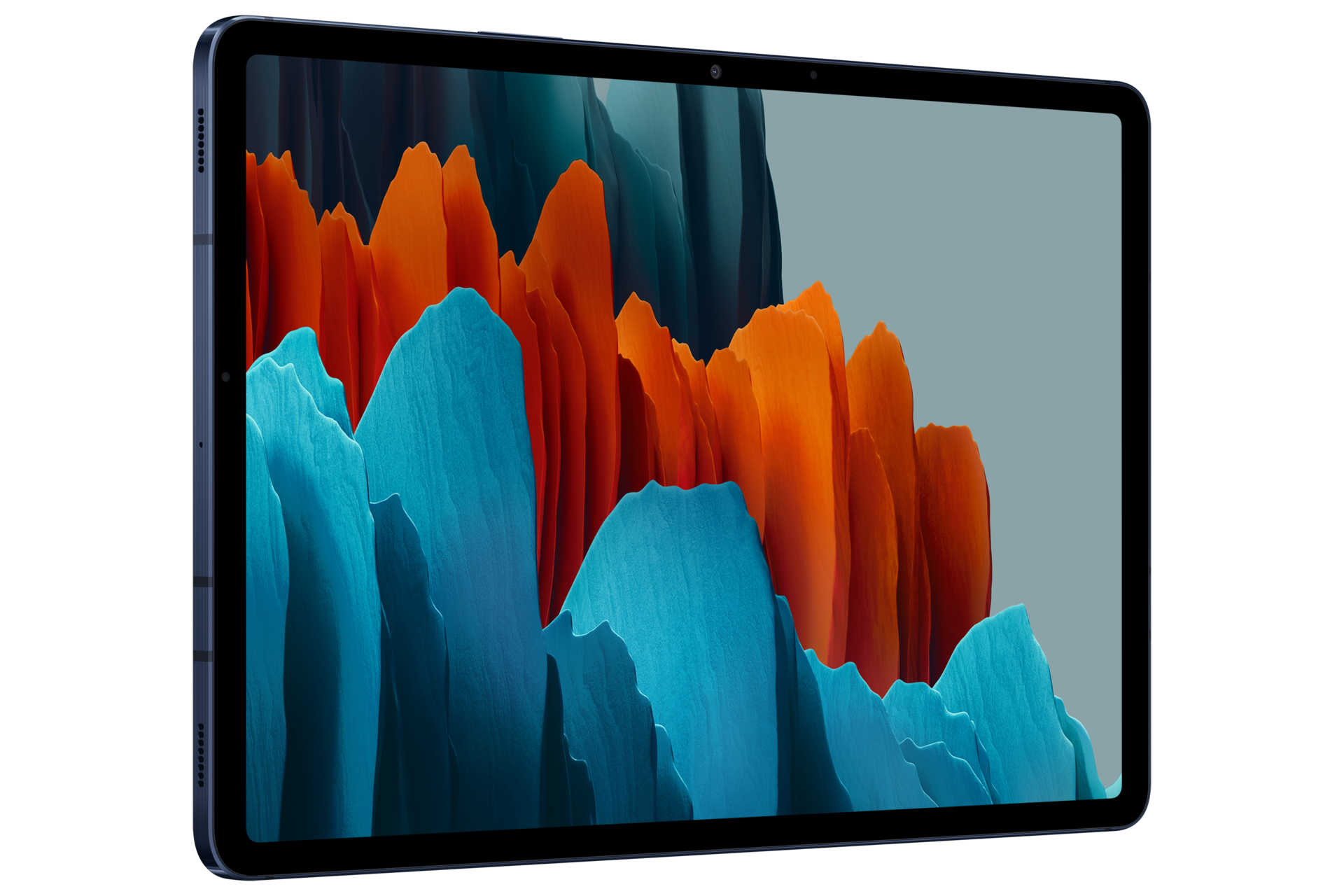 Tampak samping kiri layar Samsung Galaxy Tab S7 (128GB, LTE, Mystic Navy) 11 inci