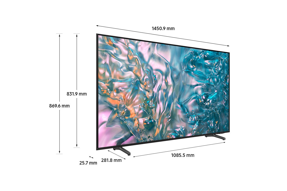 Dimension of 65inch Samsung Crystal UHD TV DUE800 with titan gray Float Lift stand