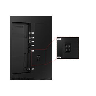 Samsung 2024  Crystal UHD DUE800 has USB, HDMI, LAN, atenna ports and etc. on the side.