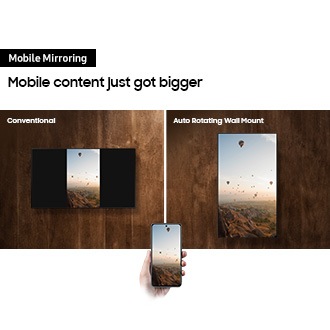 Bracket TV putar Samsung 360 derajat dapat mirroring konten dari HP. Bracket TV gantung putar 360 derajat Samsung VG-ARAB series mendukung Samsung The Frame dan Neo QLED.