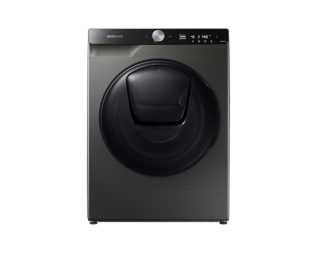 Tampak depan Combo Mesin Cuci Samsung 11kg D7500T dengan EcoBubble dan Kontrol AI dalam warna abu-abu.