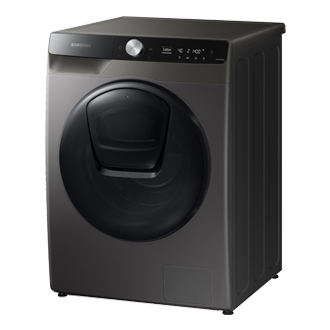 Tampak kanan Combo Mesin Cuci Samsung 11kg D7500T dengan EcoBubble dan Kontrol AI dalam warna abu-abu.