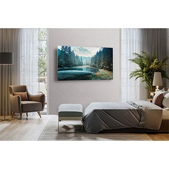 TV facing bed by  articulating TV mount.