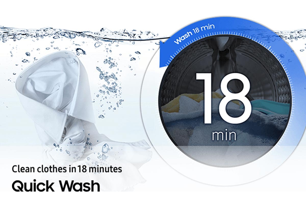 Quick Wash Clean clothes in 18 minutes