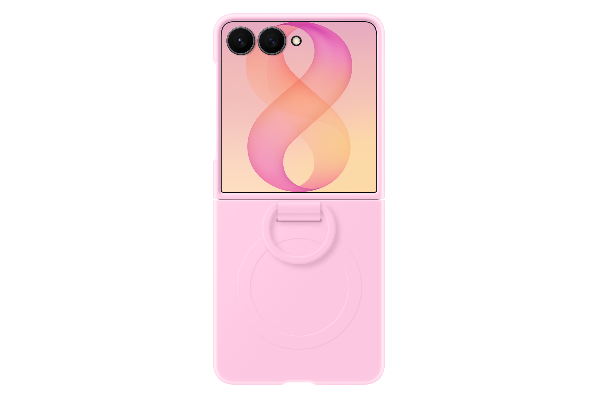 Galaxy Z Flip8 Silicone Ring Magnet Case Front2 Pink 
