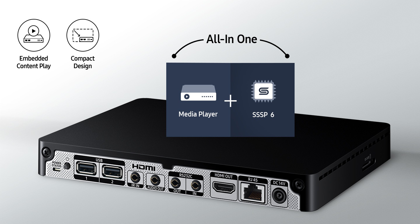 Panel de control intuitivo del Samsung Signage Player Box
