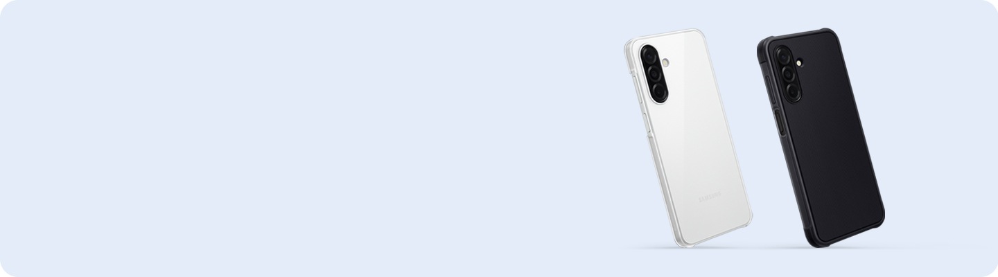 Three Galaxy A26 5G devices, each in different cases.