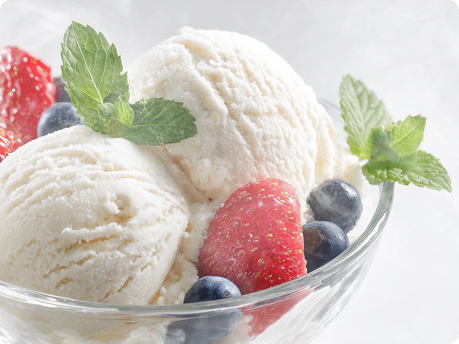 Ice cream surrounded by cold air.