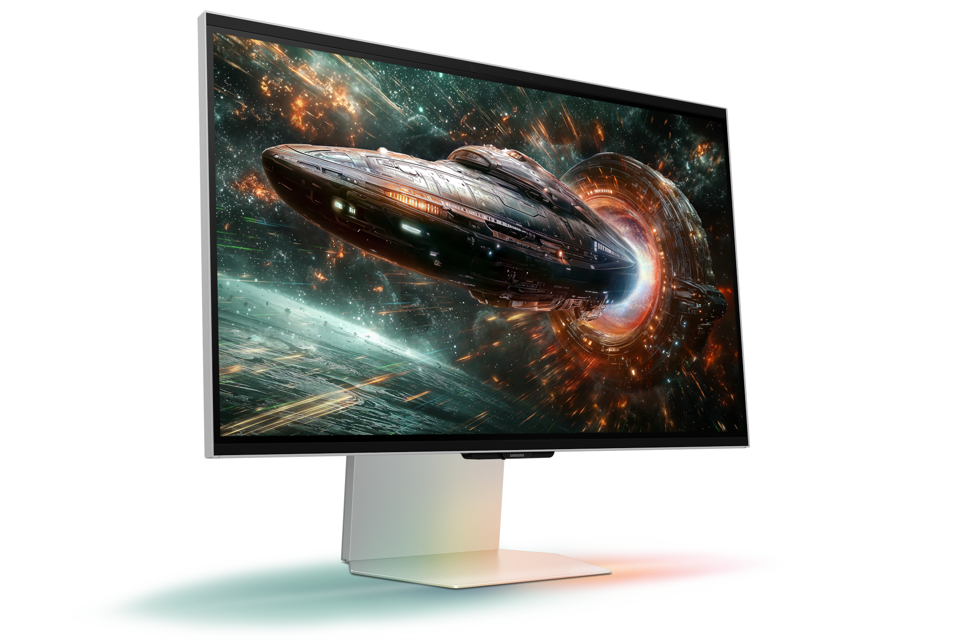 27" Odyssey 3D G90XF 4K 165Hz Gaming Monitor L-perspective Silver 