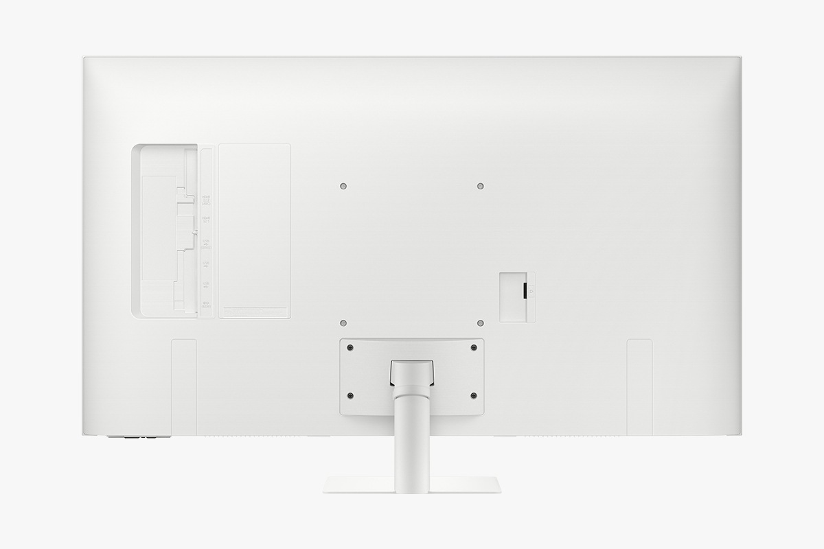 Rear of white 43 inch Samsung Smart Monitor M7.