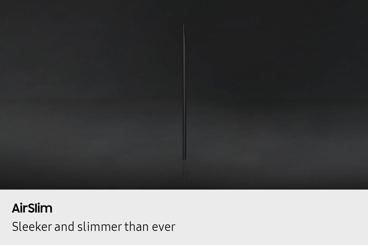 Profile view of QLED TV is on display to shows its ultra slim design.
