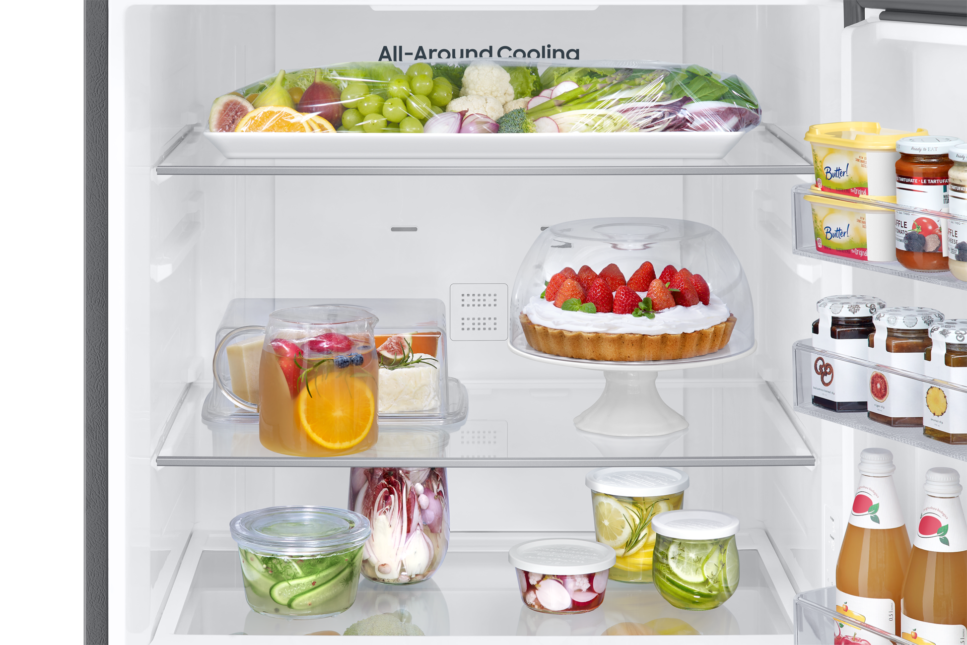 RB6000D Bottom Mount Freezer Refrigerator with SmartThings AI Energy Mode and  SpaceMax™ technology Detail-Shelf Refined Inox 