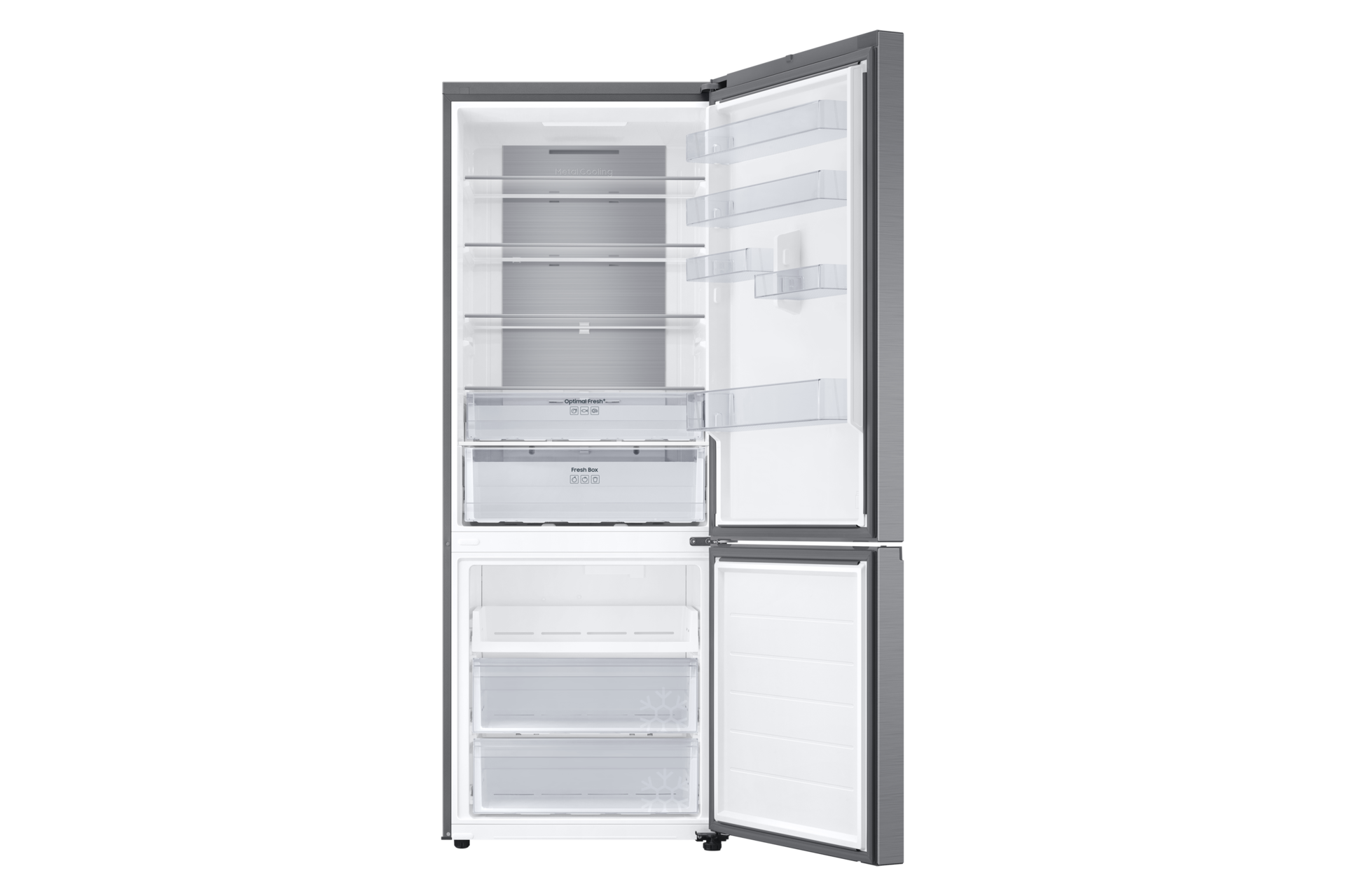 RB6000D Bottom Mount Freezer Refrigerator with SmartThings AI Energy Mode and Metal Cooling Front-Open Refined Inox 