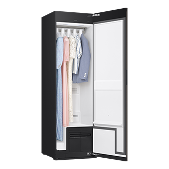 DF24CG5100 Bespoke AI Dryer with Dual AirWash and Dual JetSteam. L-Perspective-Open-Styling Cotta Charcoal 