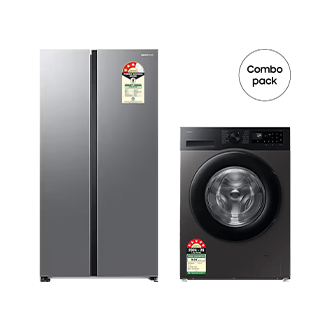 SBS Refrigerator RS76CG8003S9 and Front Load Washing Machine WW90DG5U24AX Inox