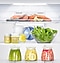Inside RT5000K fridge, LED lighting illuminates the food.
