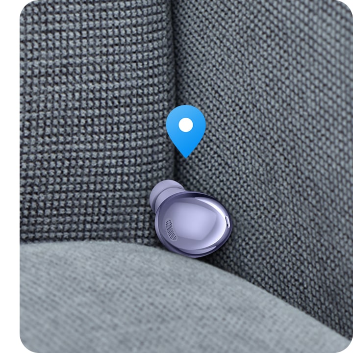 one of buds pro is in the corner of the couch. there's an location icon on the buds pro.