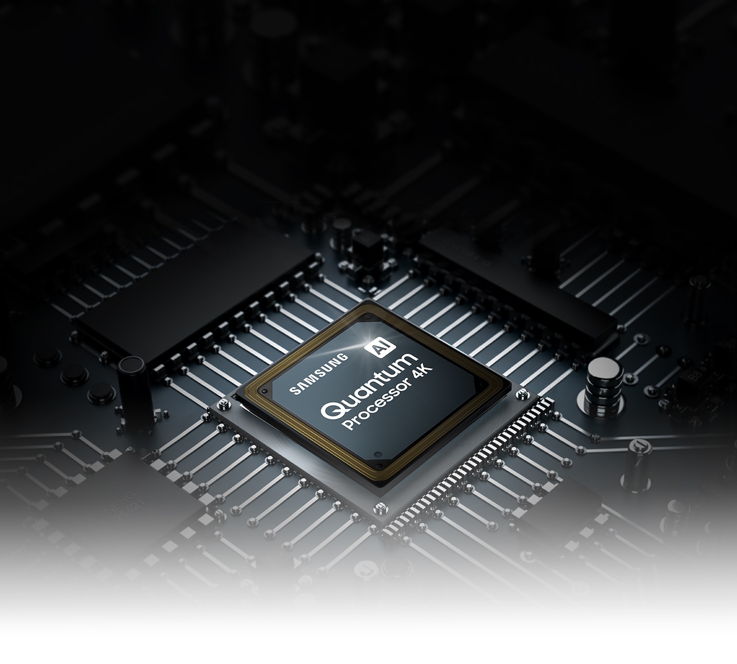 The Qled Tv Processor Chip Is Shown. The Samsung Logo As Well As The Ai Quantum Processor 4K Logo Can Be Seen On Top.