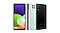Il y a une vue arrière brillante de 4 smartphones en noir, blanc, menthe et violet, ainsi qu'une vue de profil et de face mettant en évidence la finition brillante premium.