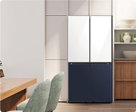 The sleek exterior of the fridge gives a clean look to the modern kitchen, with a flat finish and no recessed handles.