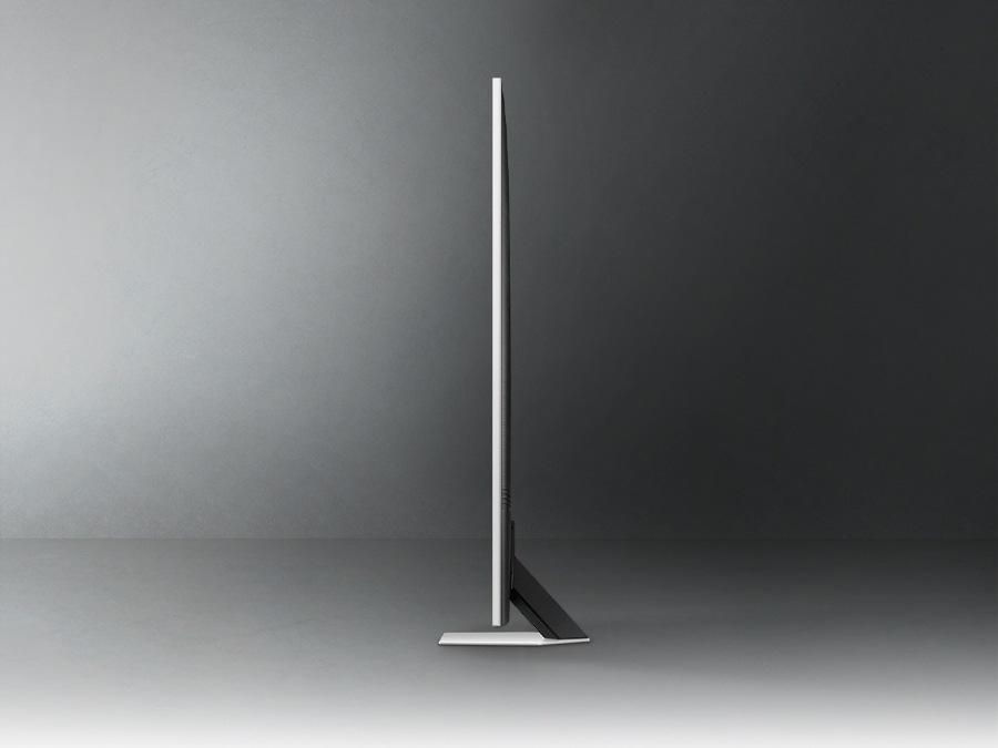 Profile view of QLED TV shows ultra slim design of QLED TV NeoSlim.