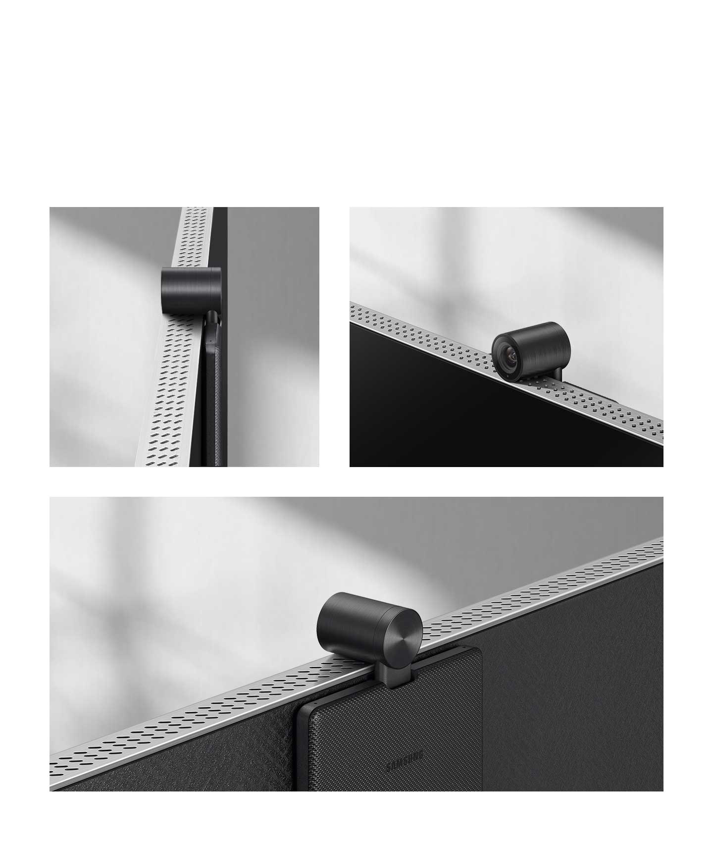 A Slim Fit Cam is magnetically attached to a TV.