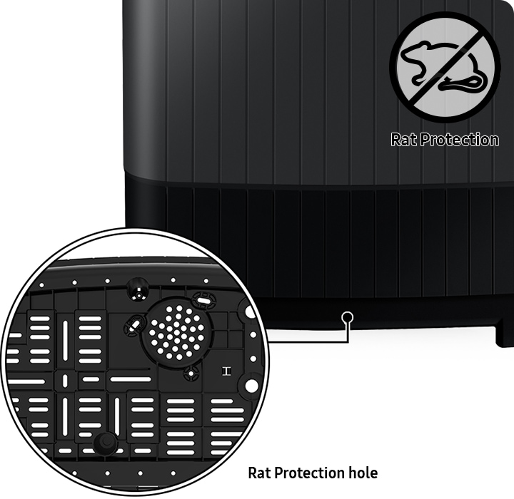 WT4000BM features rat protection function and the bottom of the washing machine is made of dense rat protective holes.