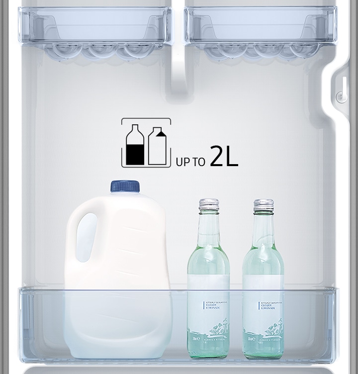 Samsung 189 Liters 5 Star Single Door Fridge (Orange Blossom Green, RR21C2E25NL) The depth and width of the door-bin are large enough to have room to spare even after storing the bulky milk pack and two bottle of sparkling soda.