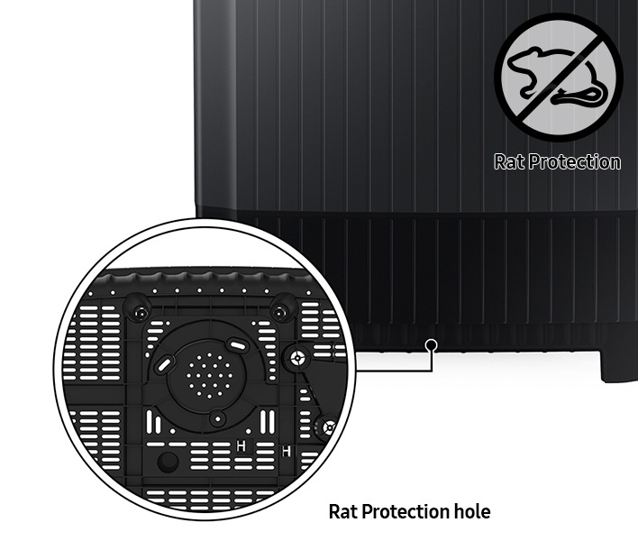 WT4500BM features rat protection function and the bottom of the washing machine is made of dense rat protective holes.