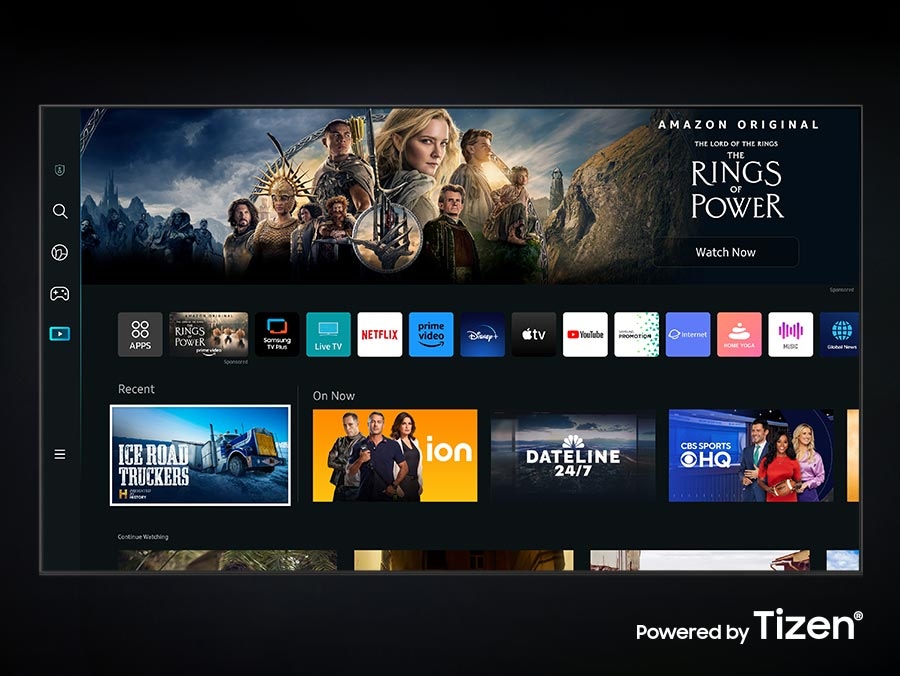 The new Smart Hub UI is displayed to show a wide variety of OTT services and content being serviced.