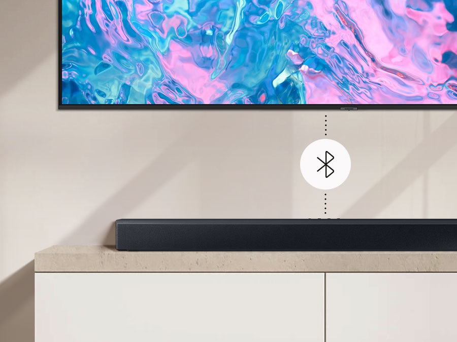 Sound being played through Soundbar connected to TV with Bluetooth.