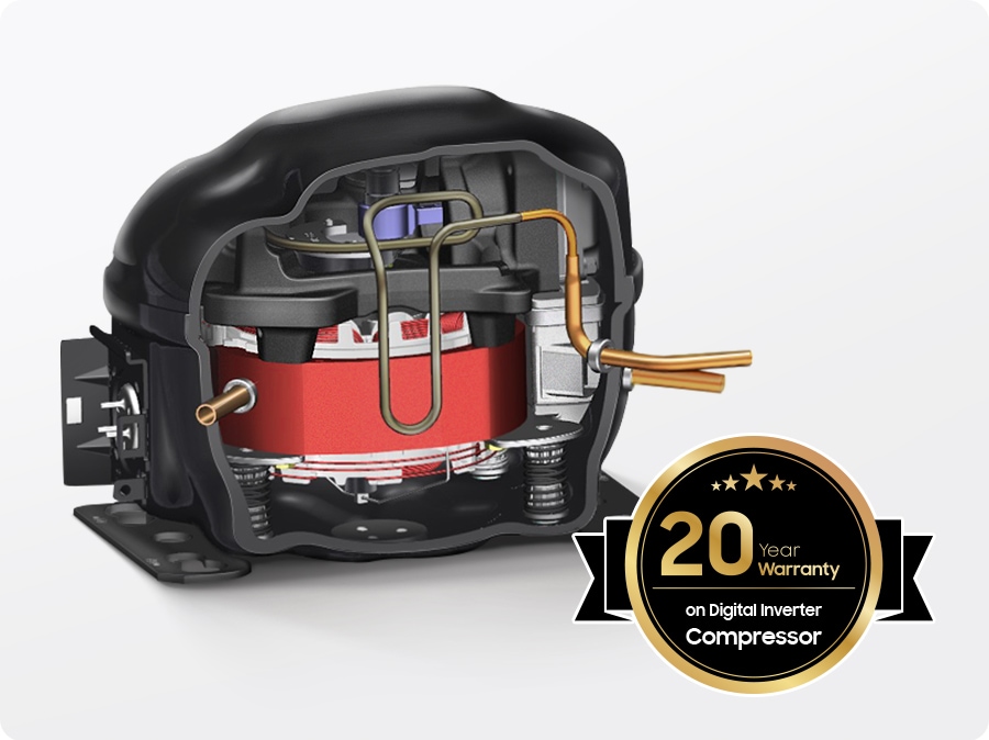 The refrigerator motor has a 20-year warranty on Digital Inverter Compressor.