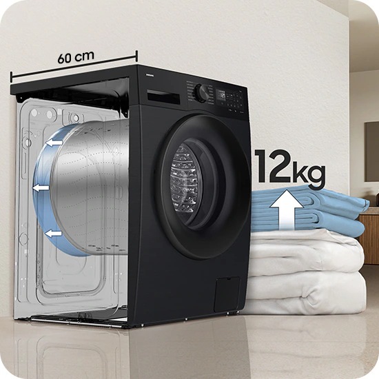 Buy 12 Kg/7 Kg AI Front Load Washer Dryer WD12FG5B34BB Samsung India