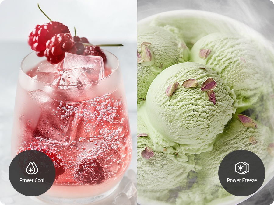Cool the fruit juice quickly in the Power Cool mode, and freeze the ice cream speedily in the Power Freeze mode.