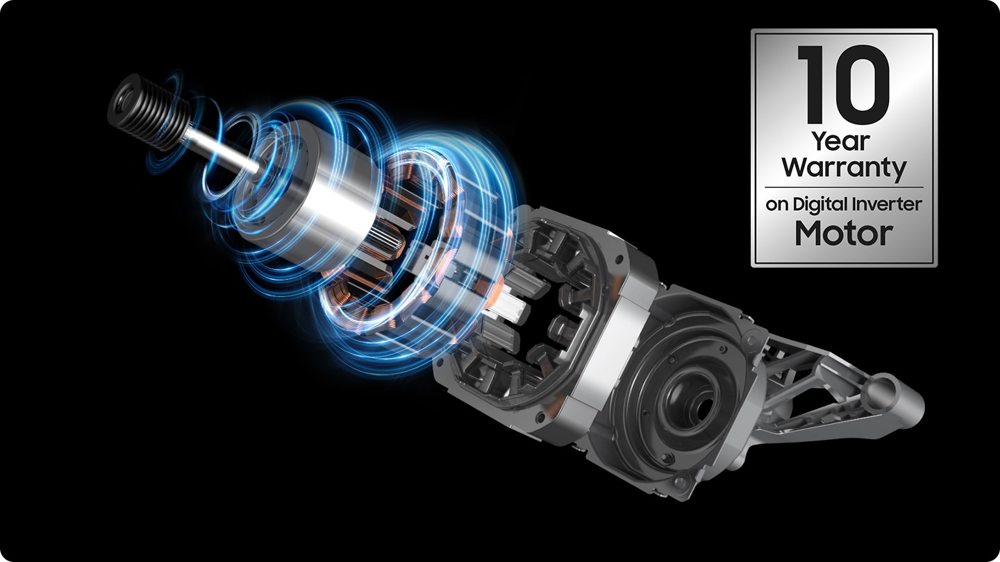 The washing machine motor has 10 year warranty on digital inverter motor.