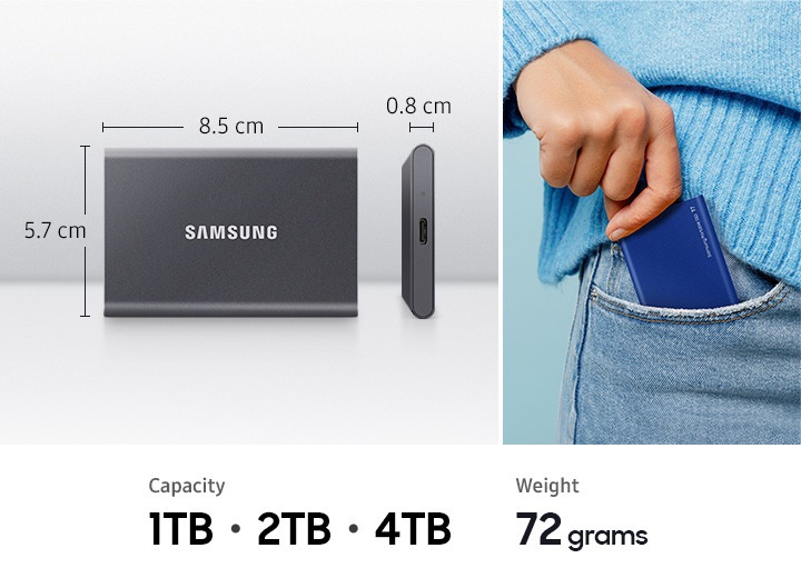 Samsung Portable 1Tb SSD T7 USB (Titan Grey) Samsung India