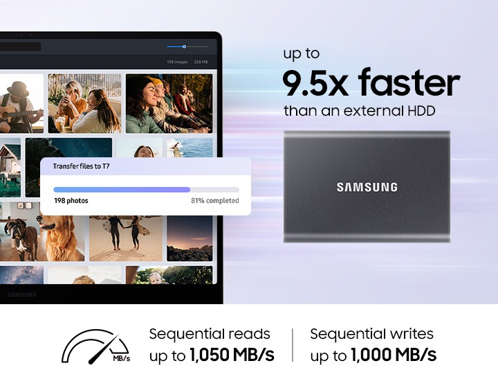 Samsung Portable 1Tb SSD T7 USB 3.2 (Indigo Blue) | Samsung India