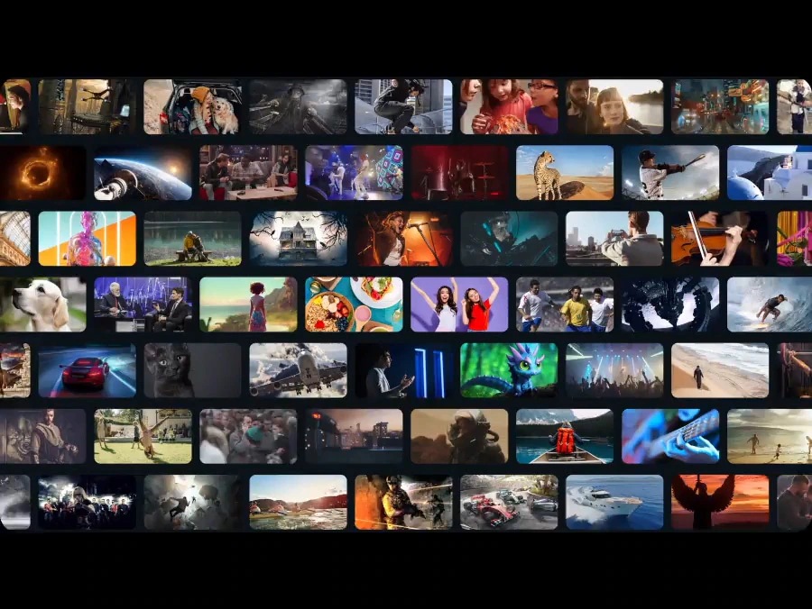 Array of screens showing various content. Aerial shot reveals more screens and vast amount of content available. Endless Free Content. Other screens appear. Experience, smart, beyond. Screens move to the side as if scrolled through. TV show, sports, movie, drama, music. Upscale Your Entertainment.