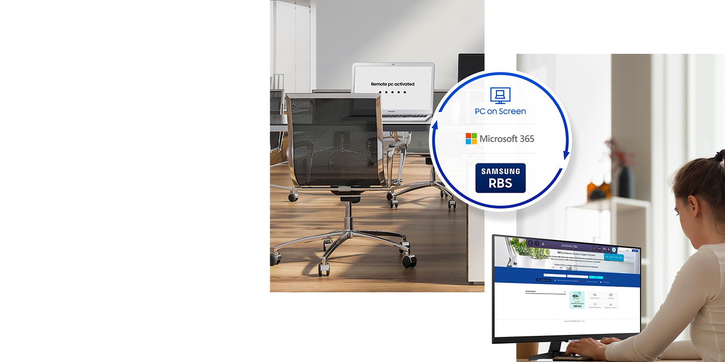Work seamlessly from anywhere. Access to Knox in and out the office just using the Smart Monitor with RBS 2.0 application. Boost productivity with PC on screen features. View, edit and save documents on the cloud using Microsoft 365.