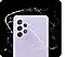 Galaxy A52 en Awesome Violet, vu de l'arrière avec des éclaboussures d'eau autour de lui.