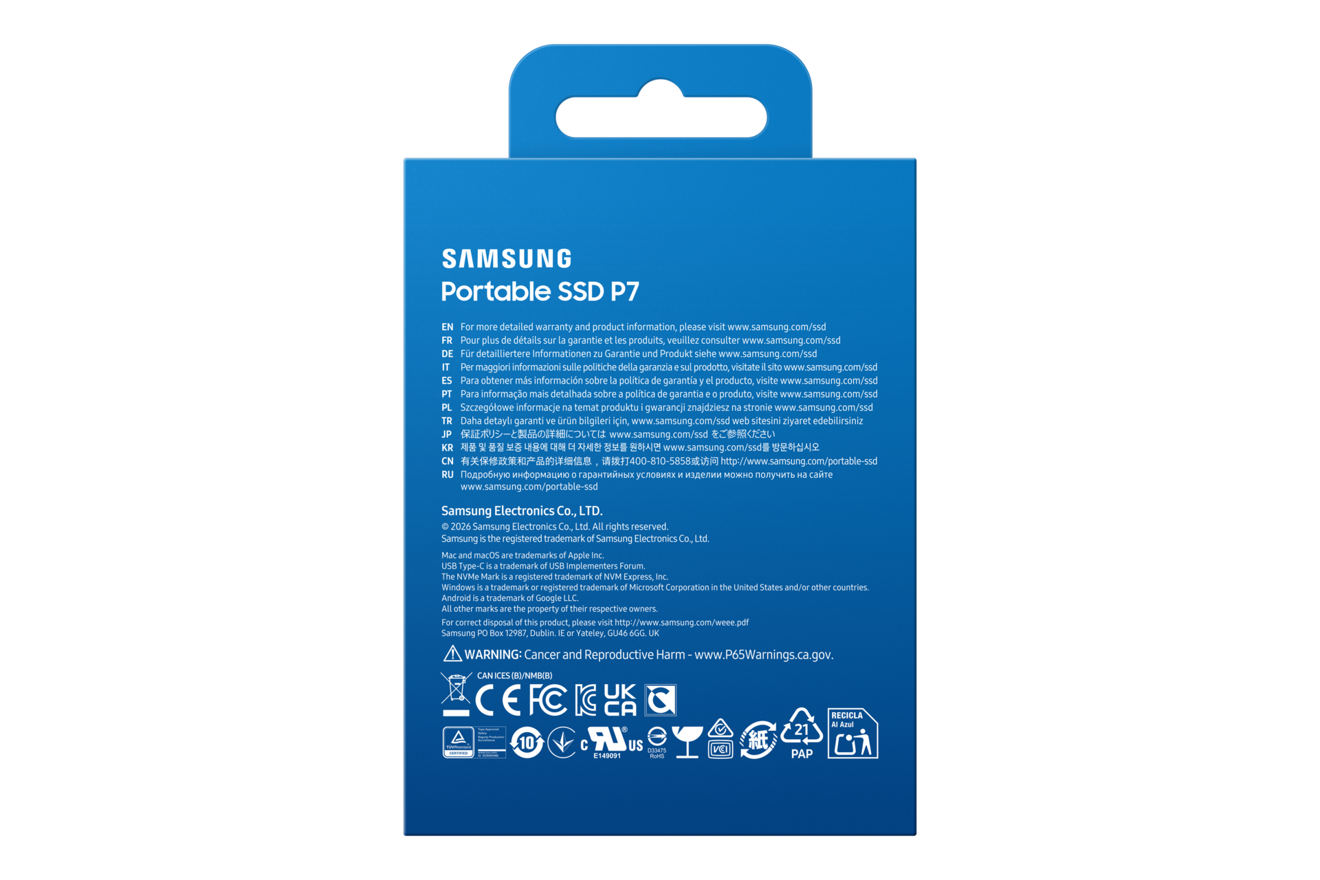 Portable SSD P7 USB4 Gen 3x2 PKG-Back Black 