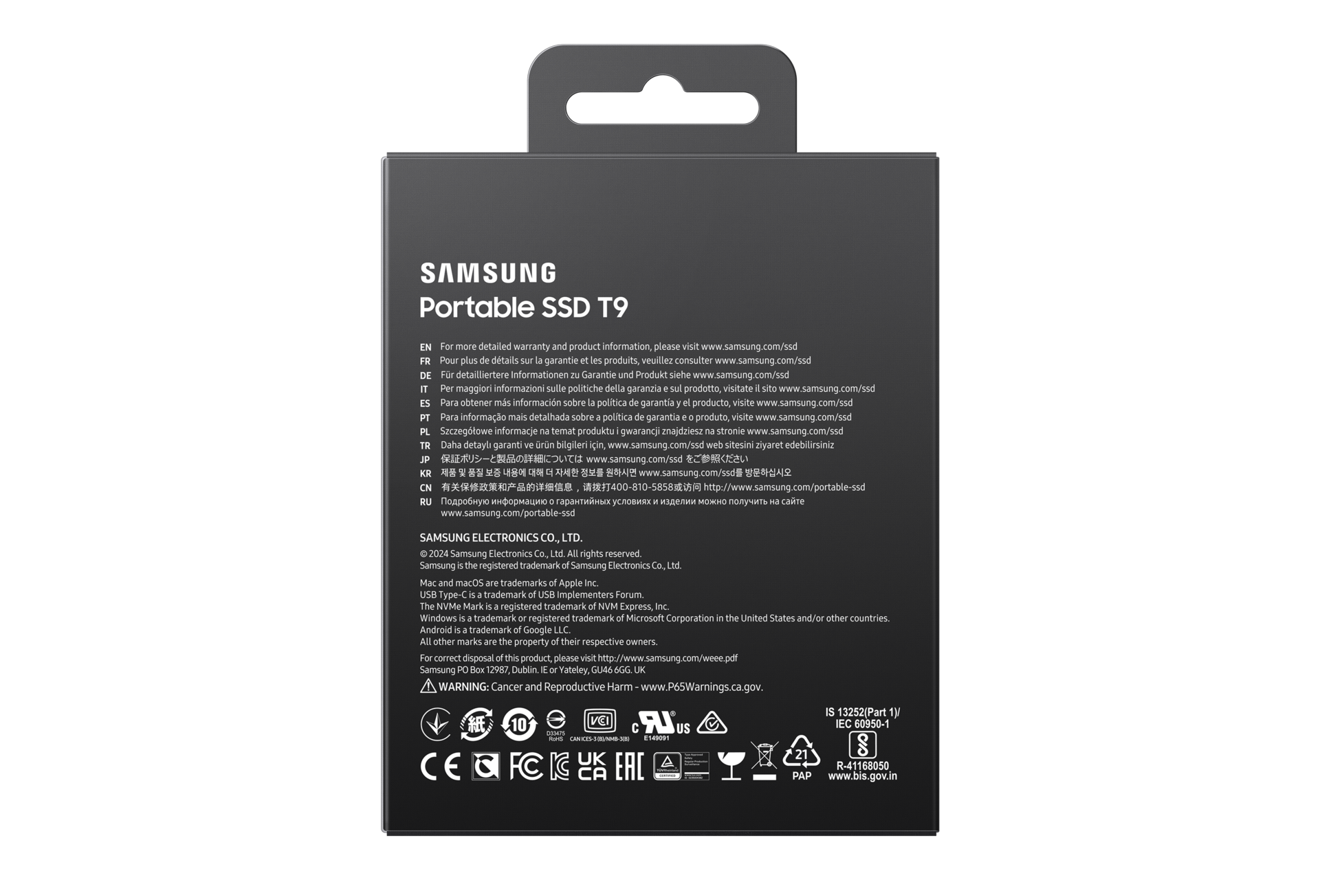 Portable SSD T9 USB 3.2 Gen 2x2 PKG-Back--Olympic- Black 
