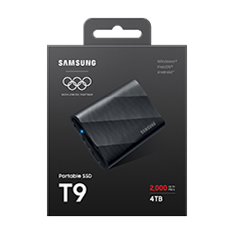 Portable SSD T9 USB 3.2 Gen 2x2 PKG-Front--Olympic- Black 