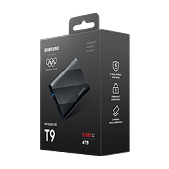 Portable SSD T9 USB 3.2 Gen 2x2 PKG-R-Perspective--Olympic- Black 